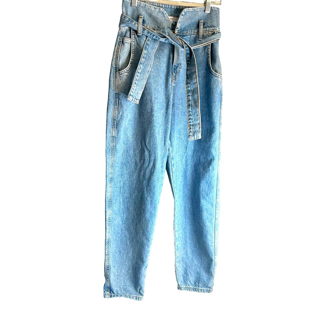 Zara High Tie Waist Loose Fit Jeans Sz 0